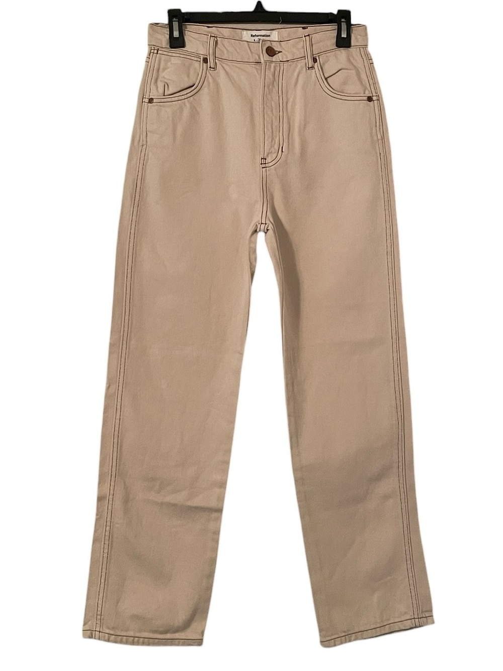 Reformation Women's Almond Brown Cowboy High Rise Straight Jeans Size 28